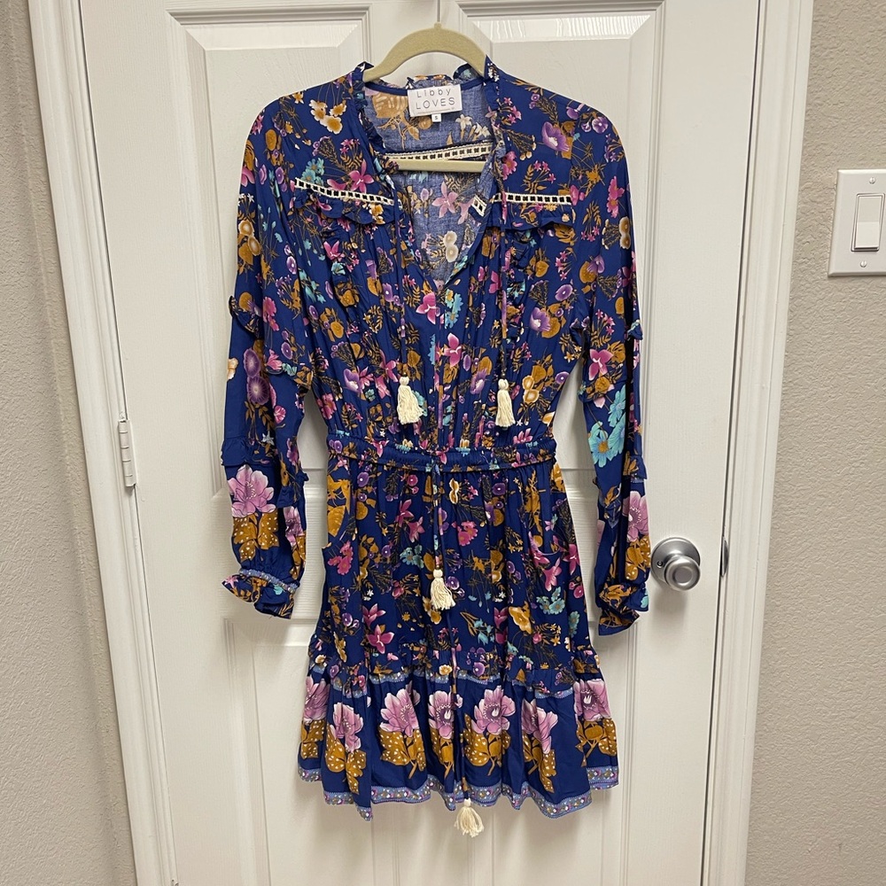 Libby Loves Dark Floral Longsleeve Dress